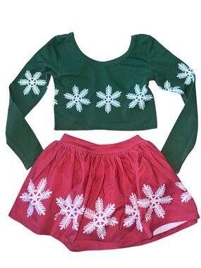 RARE Wild Rich Kids Minnie Disneyland Christmas costume Crop Top & Skirt Set